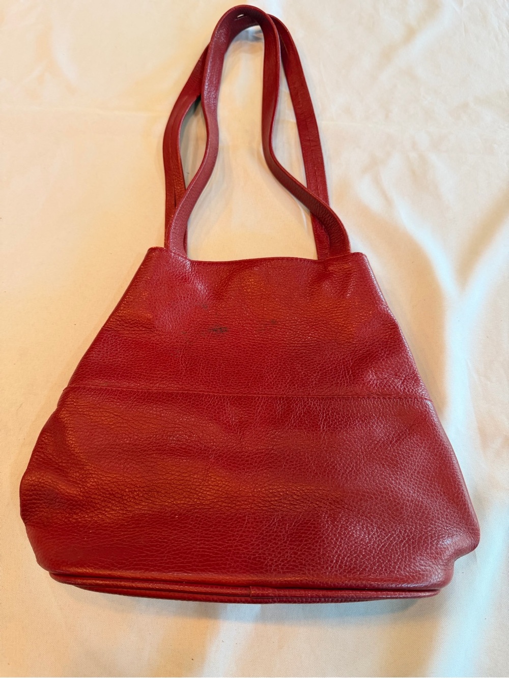Fosco & Co Red Leather Tote Purse in Trapezoidal Shape